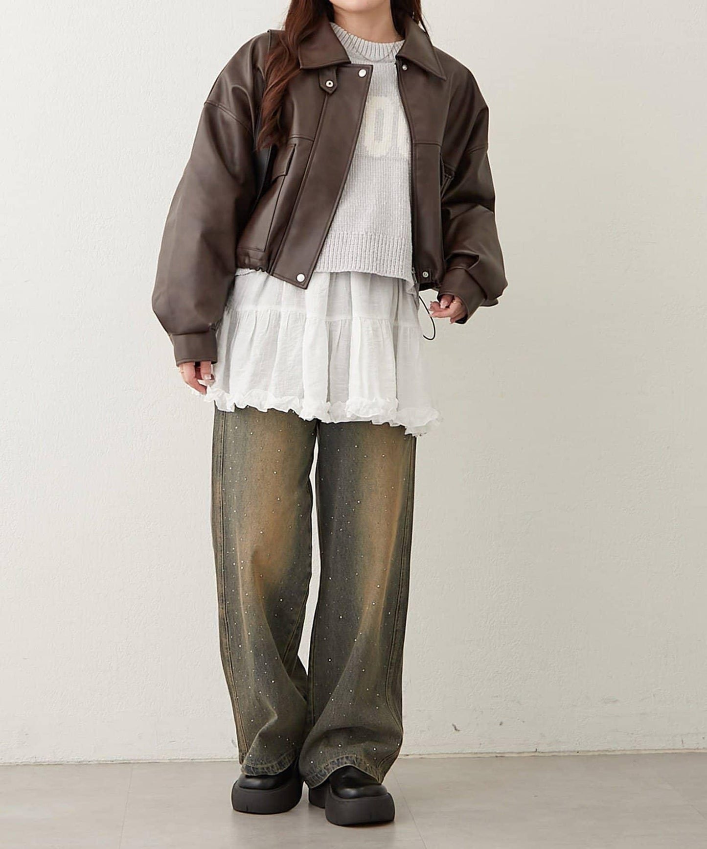 【可選兩種長度!】仿皮毛領短夾克