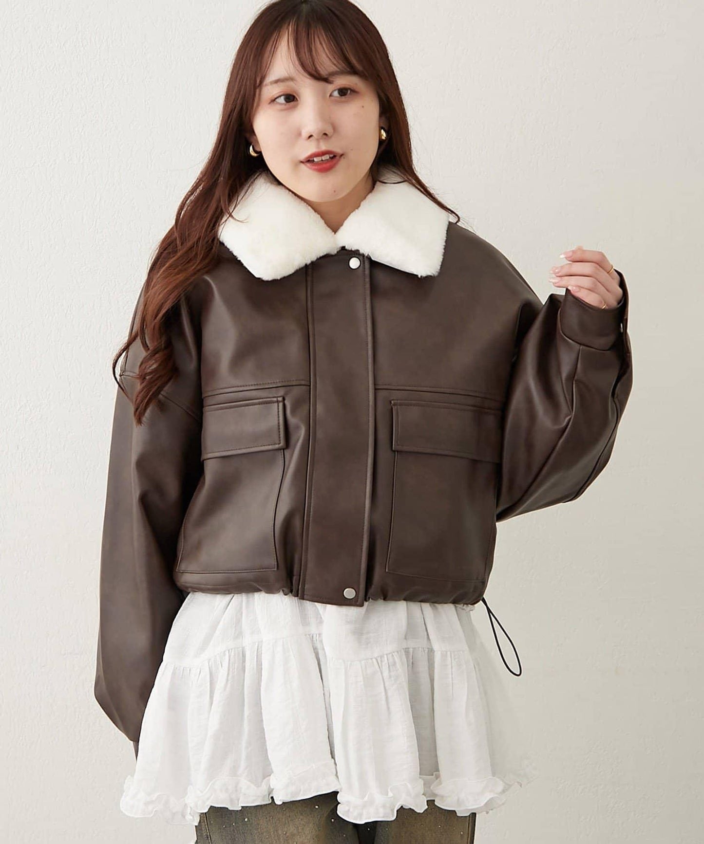 【可選兩種長度!】仿皮毛領短夾克