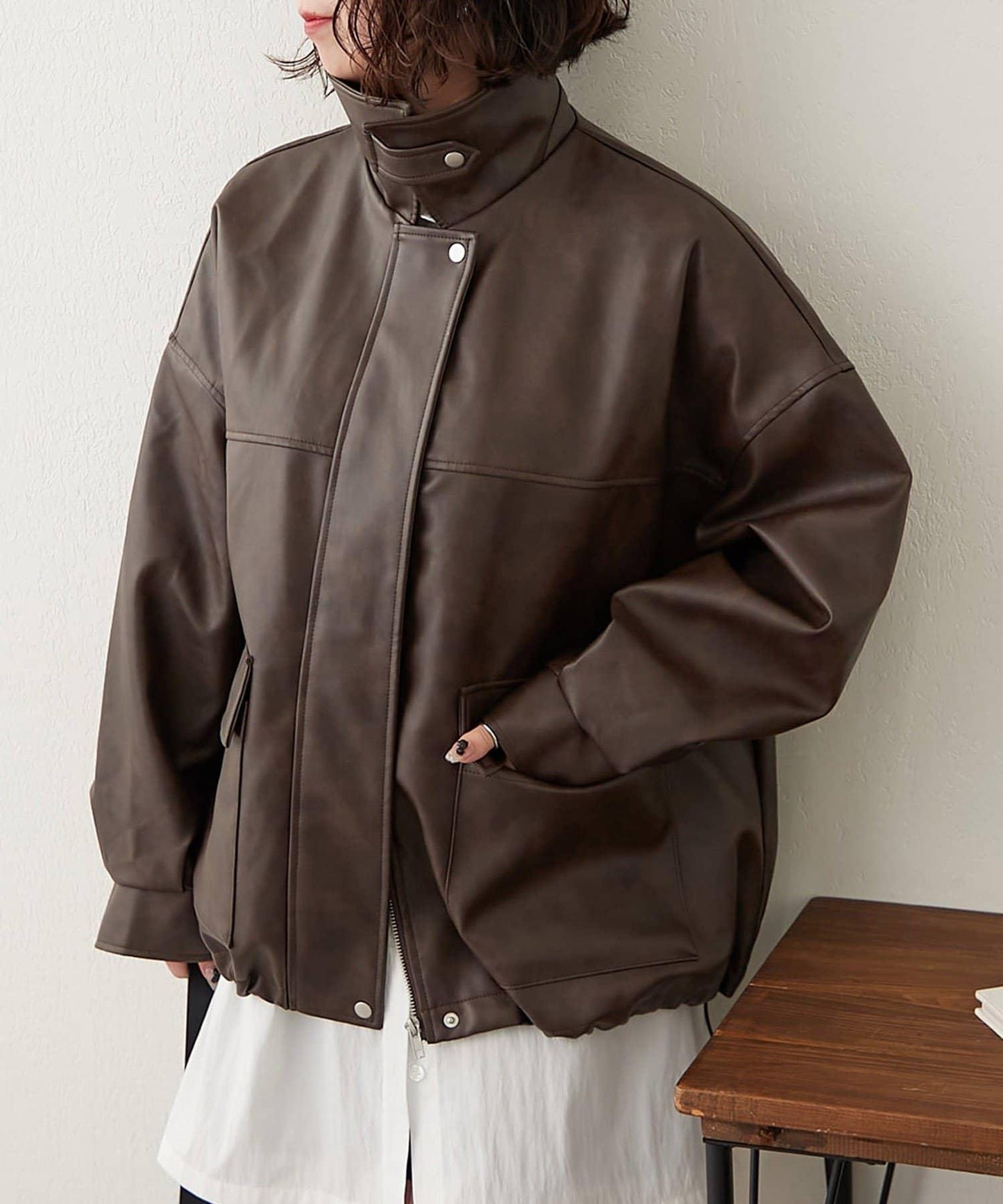 【可選兩種長度!】仿皮毛領短夾克