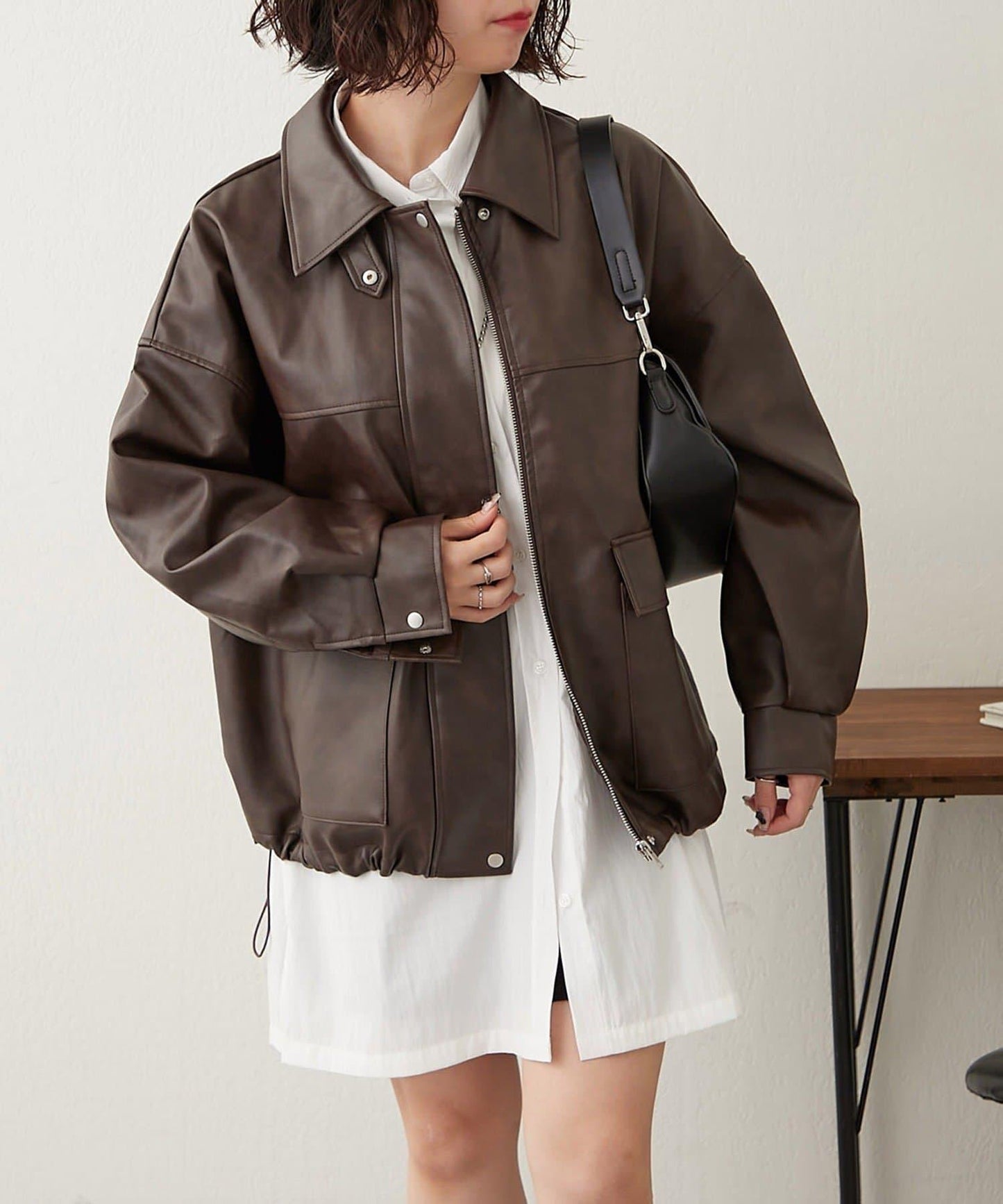 【可選兩種長度!】仿皮毛領短夾克