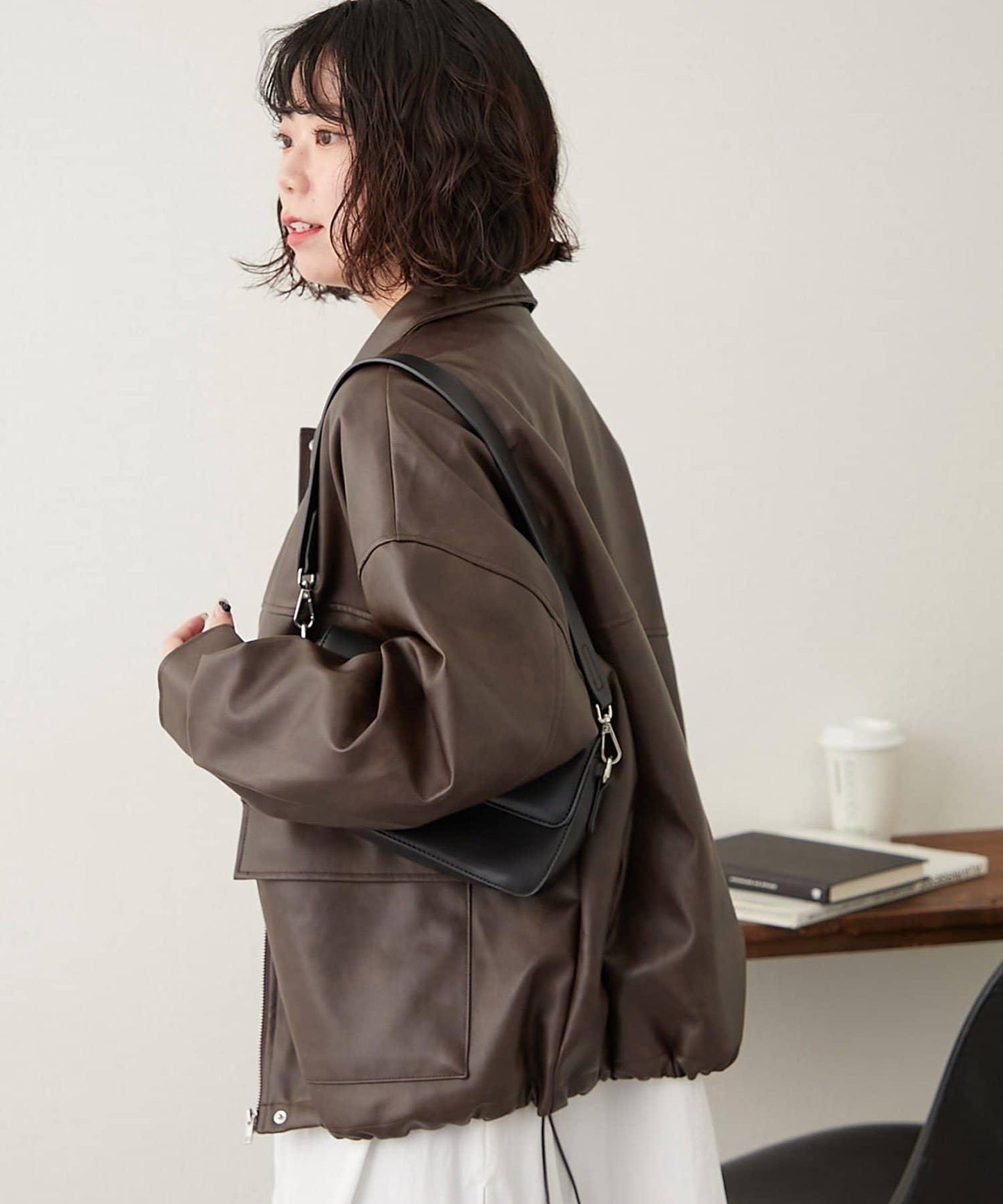 【可選兩種長度!】仿皮毛領短夾克