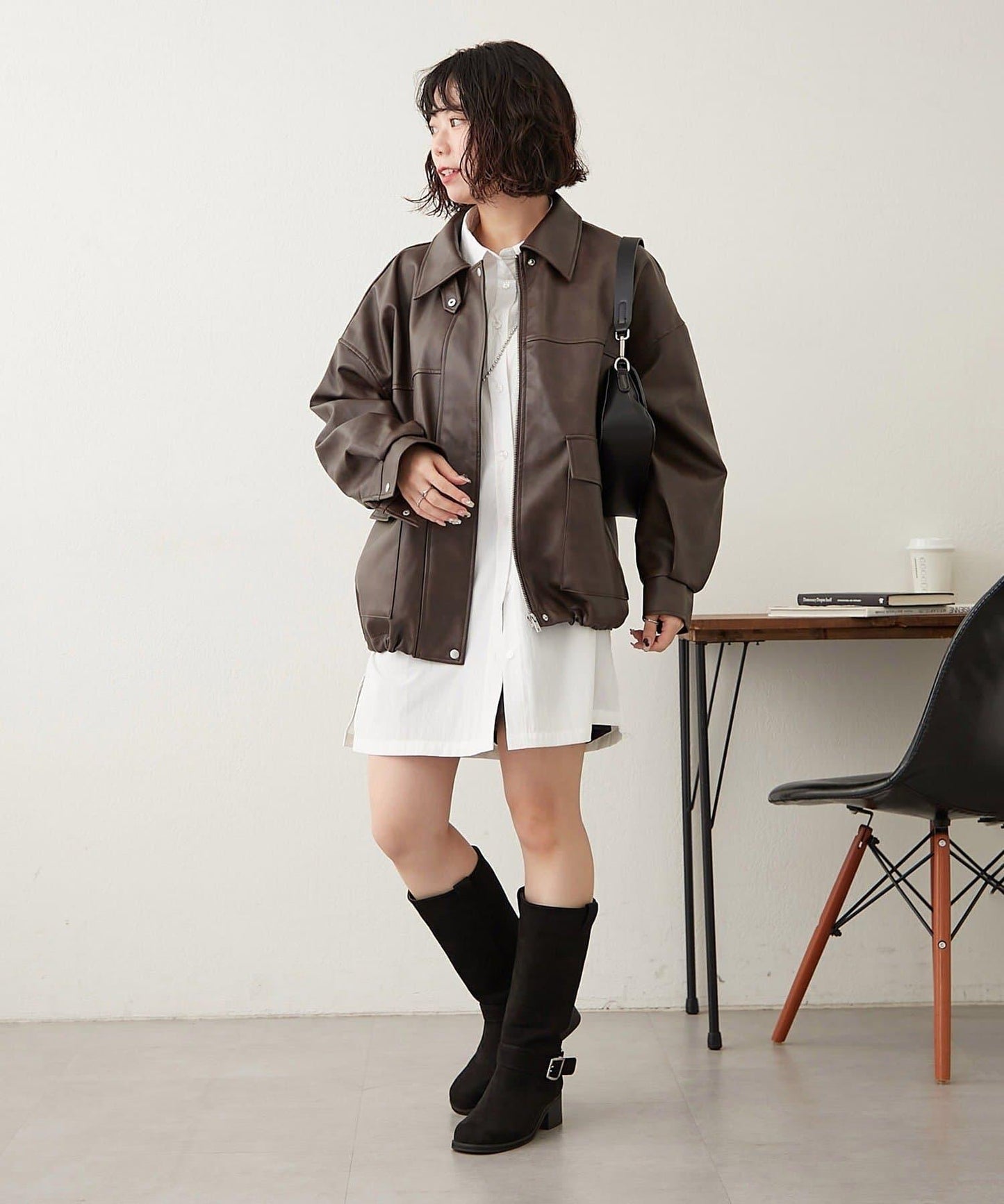 【可選兩種長度!】仿皮毛領短夾克