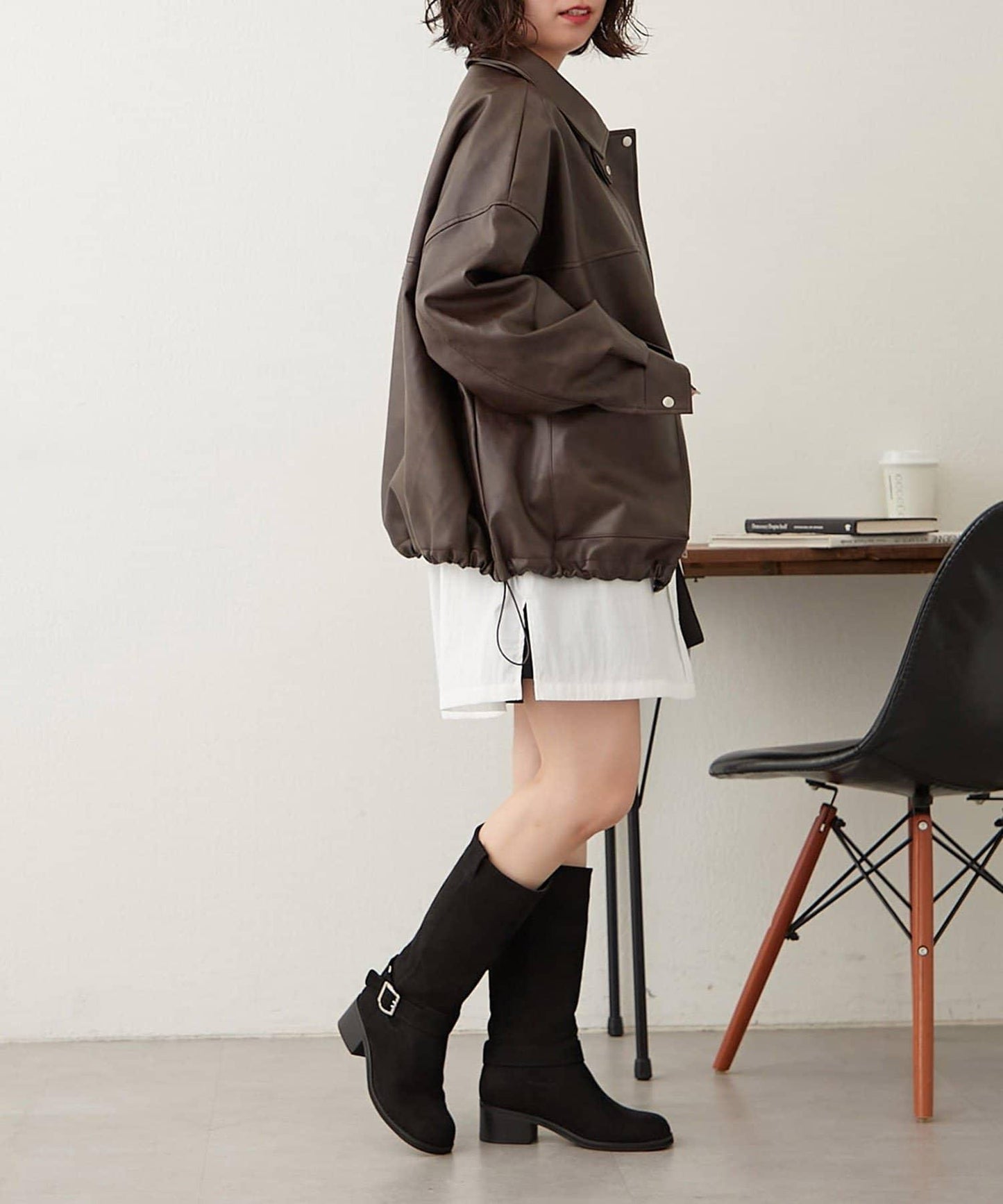 【可選兩種長度!】仿皮毛領短夾克