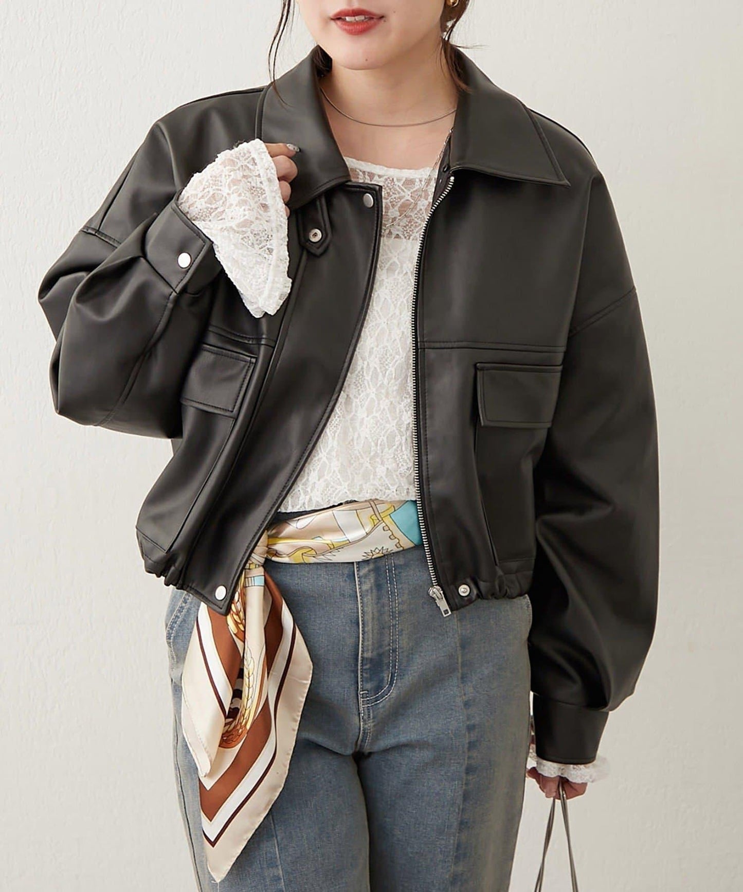 【可選兩種長度!】仿皮毛領短夾克