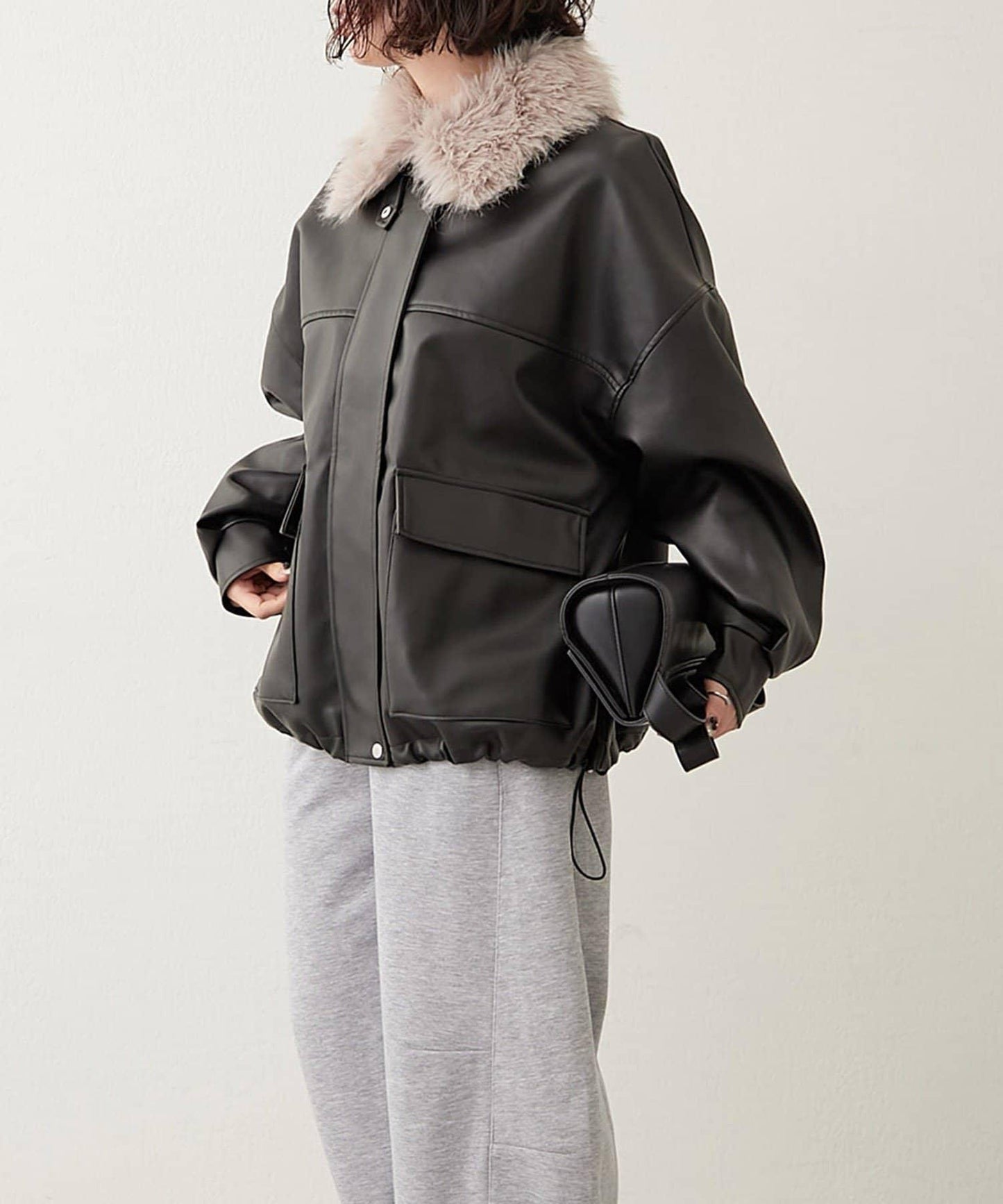 【可選兩種長度!】仿皮毛領短夾克