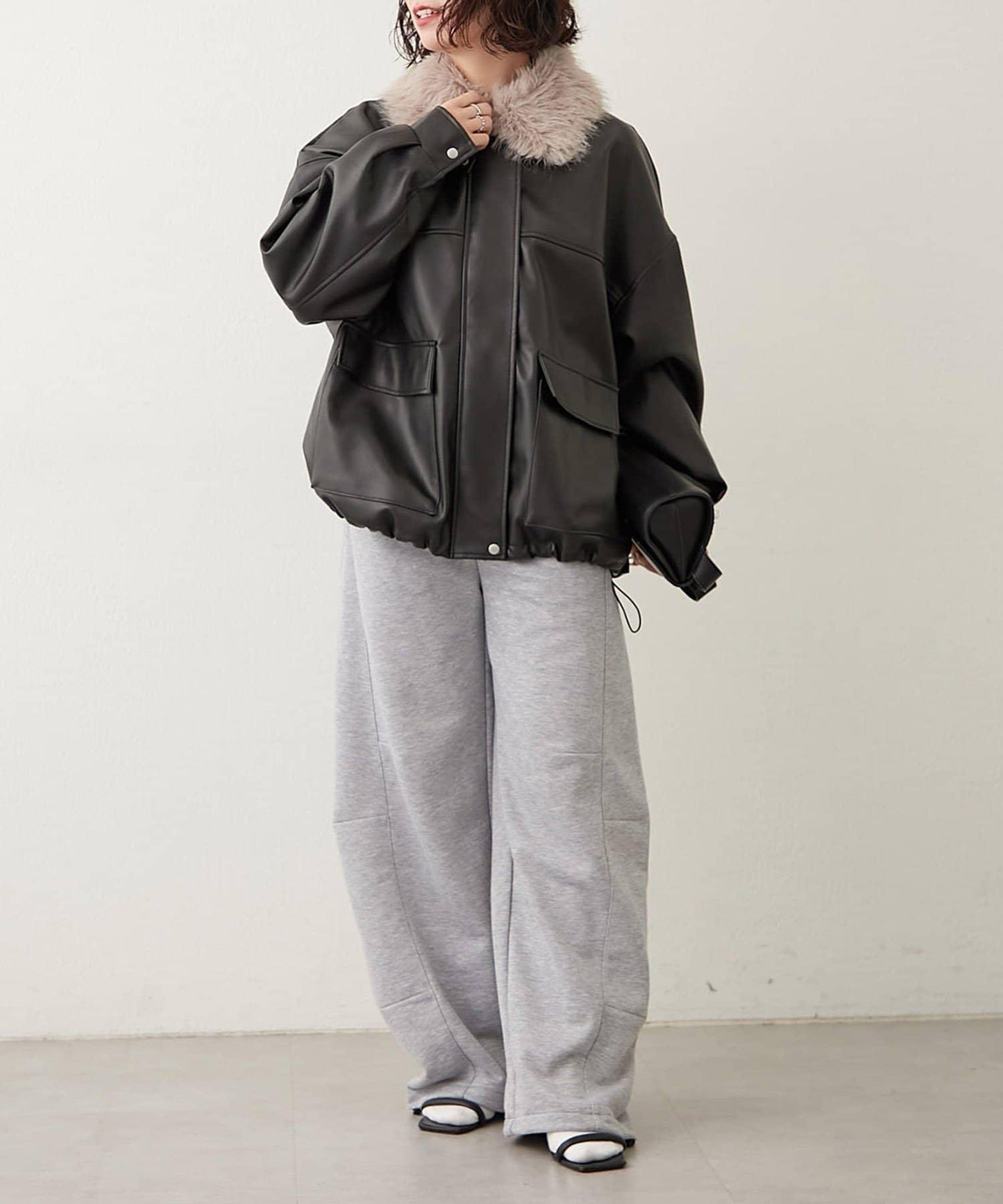 【可選兩種長度!】仿皮毛領短夾克