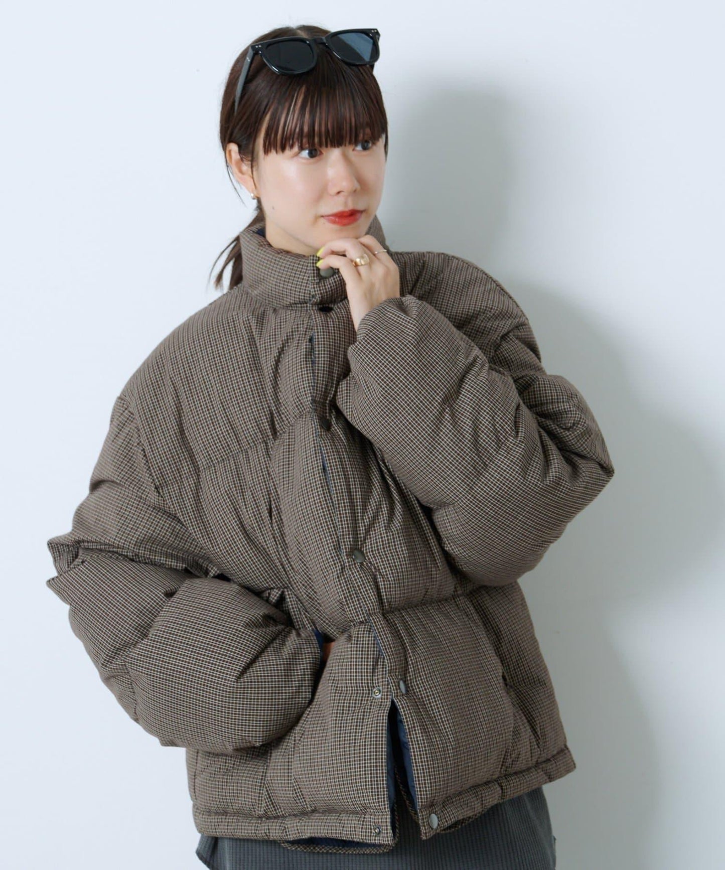 格紋加棉夾克