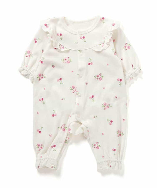 櫻桃花朵圖案光滑連體衣