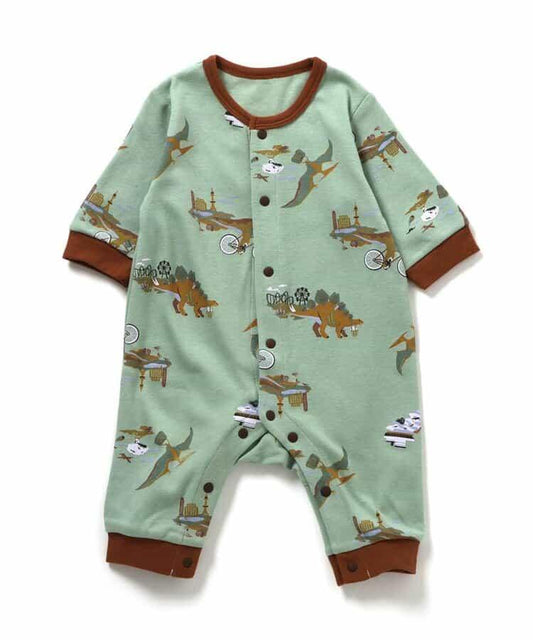 恐龍圖案光滑連體衣