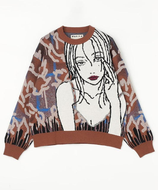 8bit(FREAK'S STORE×青坊主×板場萌)圓領針織衫