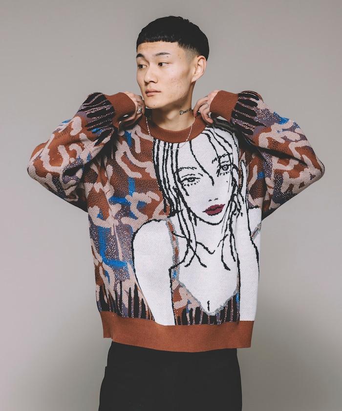 8bit(FREAK'S STORE×青坊主×板場萌)圓領針織衫