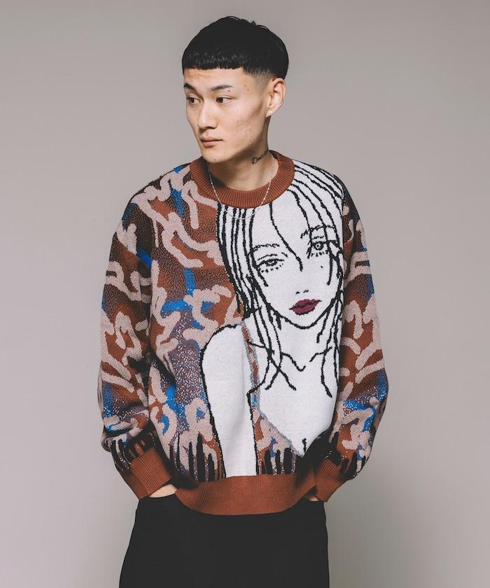 8bit(FREAK'S STORE×青坊主×板場萌)圓領針織衫
