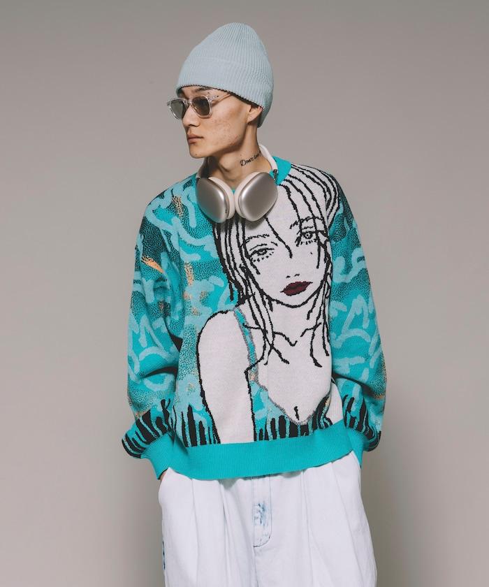 8bit(FREAK'S STORE×青坊主×板場萌)圓領針織衫