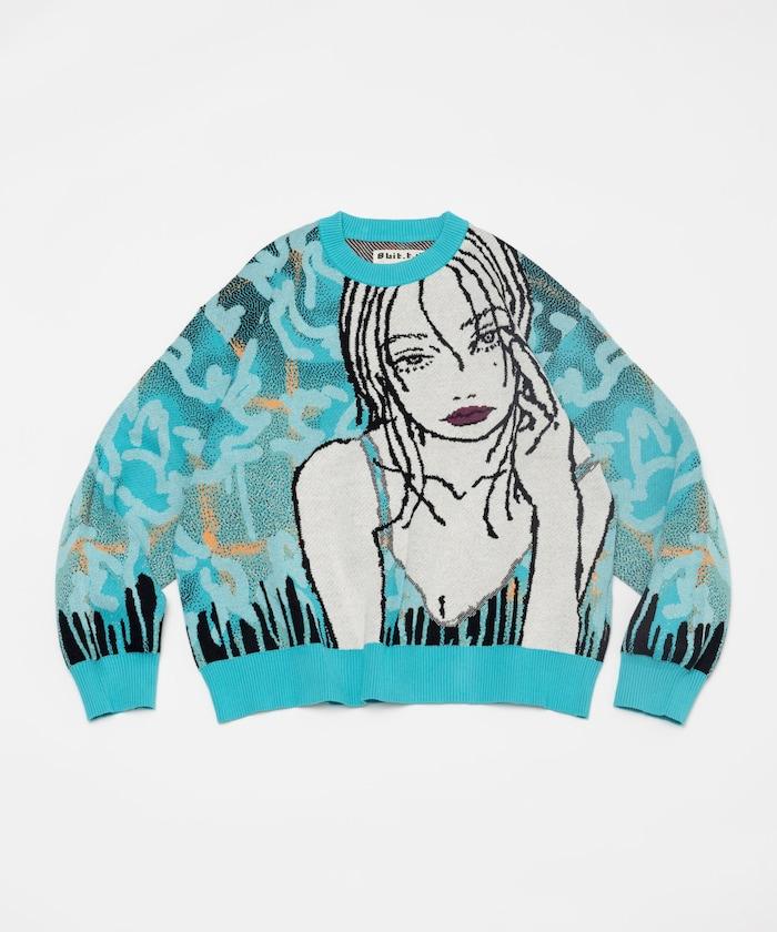 8bit(FREAK'S STORE×青坊主×板場萌)圓領針織衫