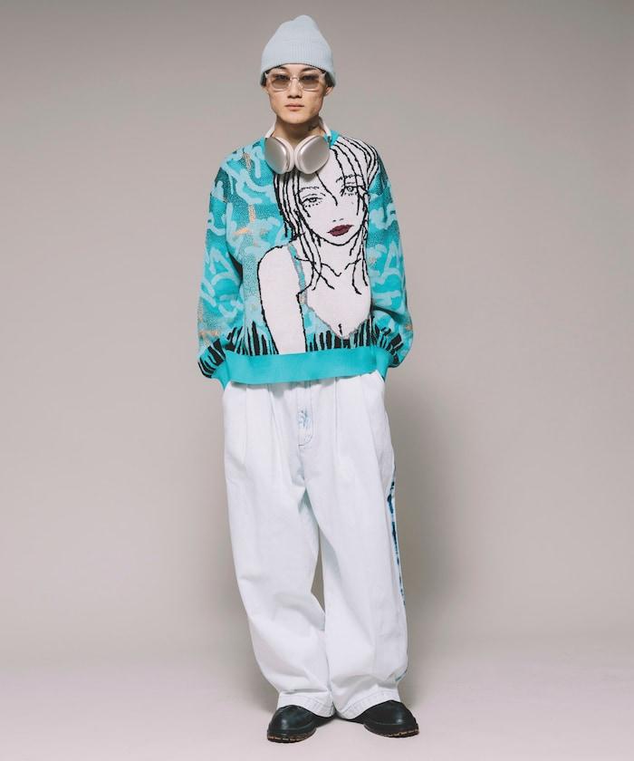 8bit(FREAK'S STORE×青坊主×板場萌)圓領針織衫