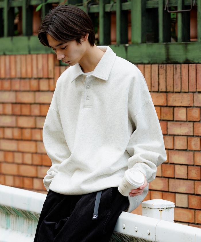 リラックスフィット スピンドル ポロカラー スウェット / ヘムコード 【限定展開】