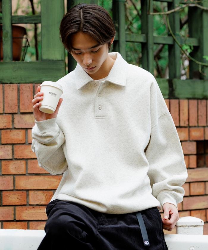 リラックスフィット スピンドル ポロカラー スウェット / ヘムコード 【限定展開】