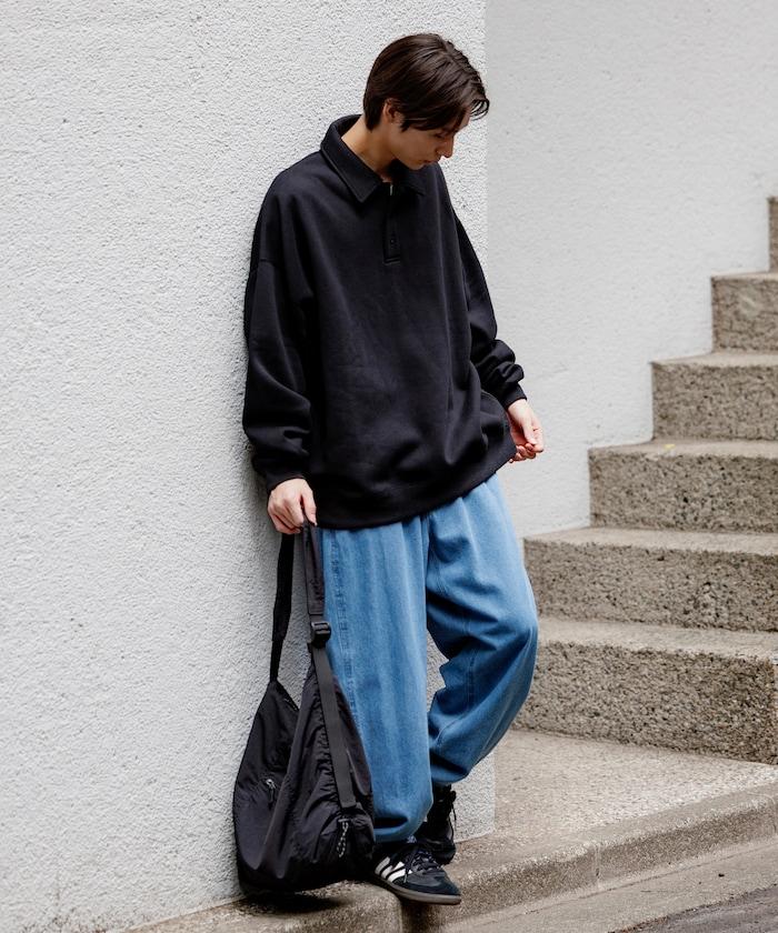 リラックスフィット スピンドル ポロカラー スウェット / ヘムコード 【限定展開】