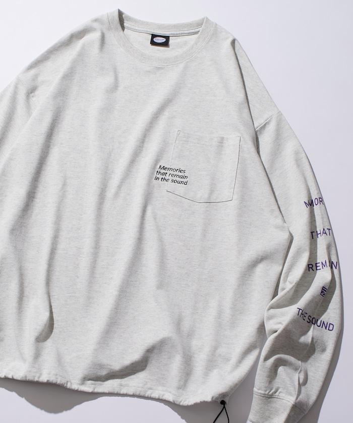 寬鬆版型 單點刺繡 袖部印花 口袋T恤 / 長袖T恤 / 下襬抽繩