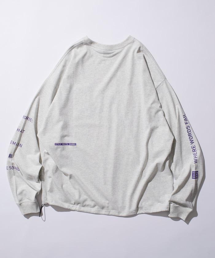 寬鬆版型 單點刺繡 袖部印花 口袋T恤 / 長袖T恤 / 下襬抽繩