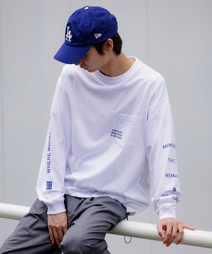 寬鬆版型 單點刺繡 袖部印花 口袋T恤 / 長袖T恤 / 下襬抽繩