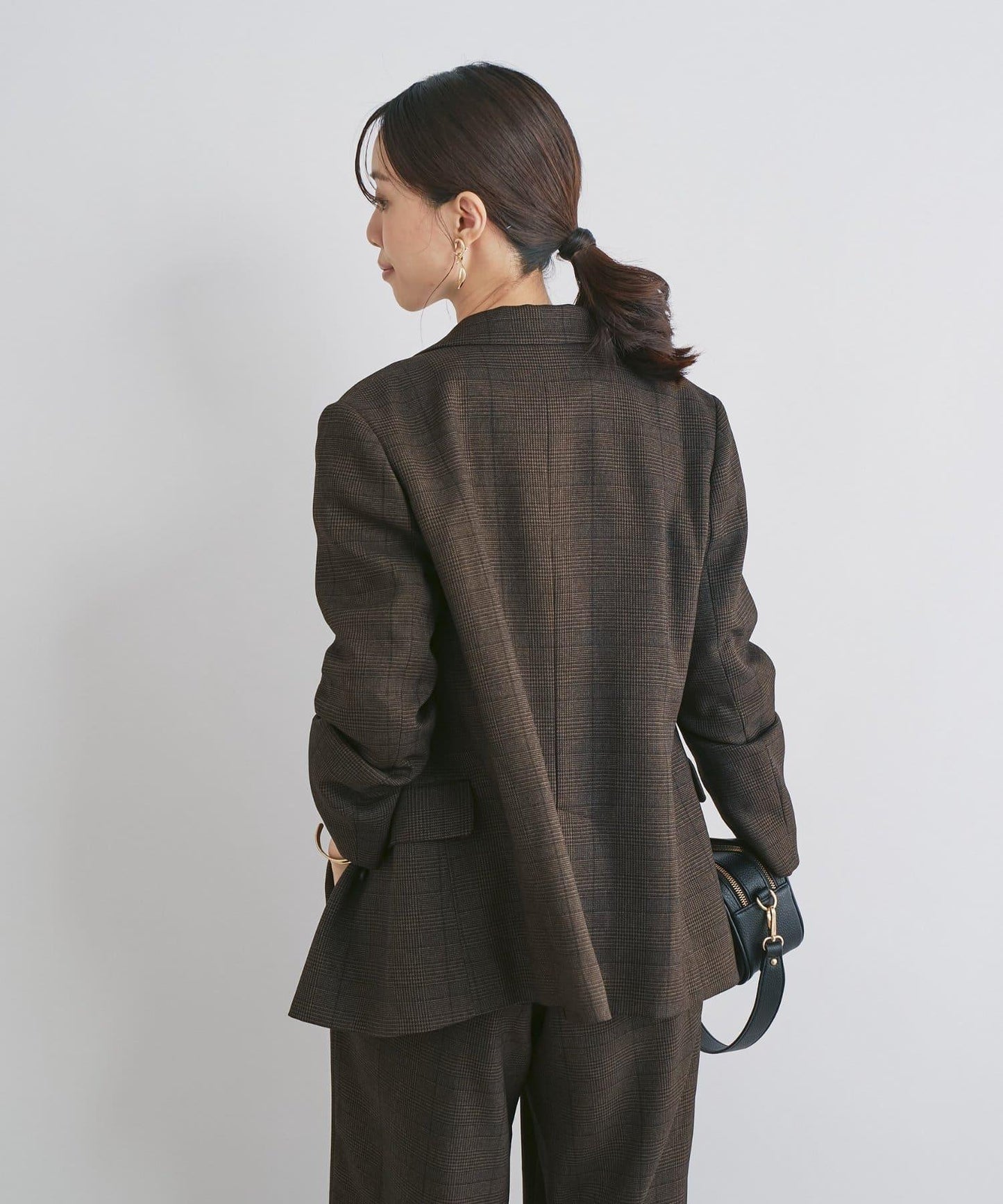 可成套搭配・優雅成熟女性休閒風格泡泡紗格紋西裝外套