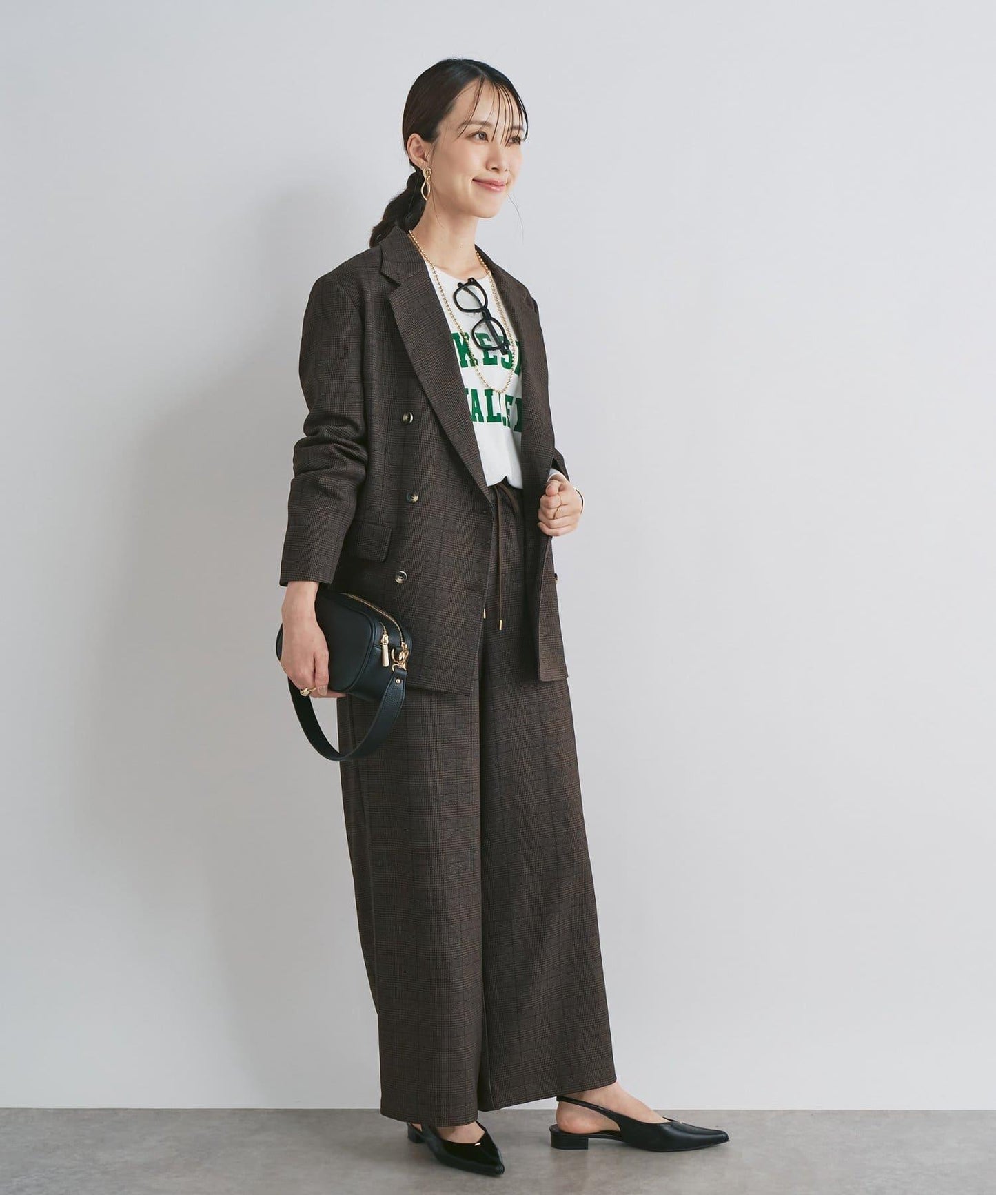 可成套搭配・優雅成熟女性休閒風格泡泡紗格紋西裝外套