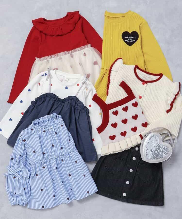 袖蝴蝶結愛心櫻桃刺繡長款上衣