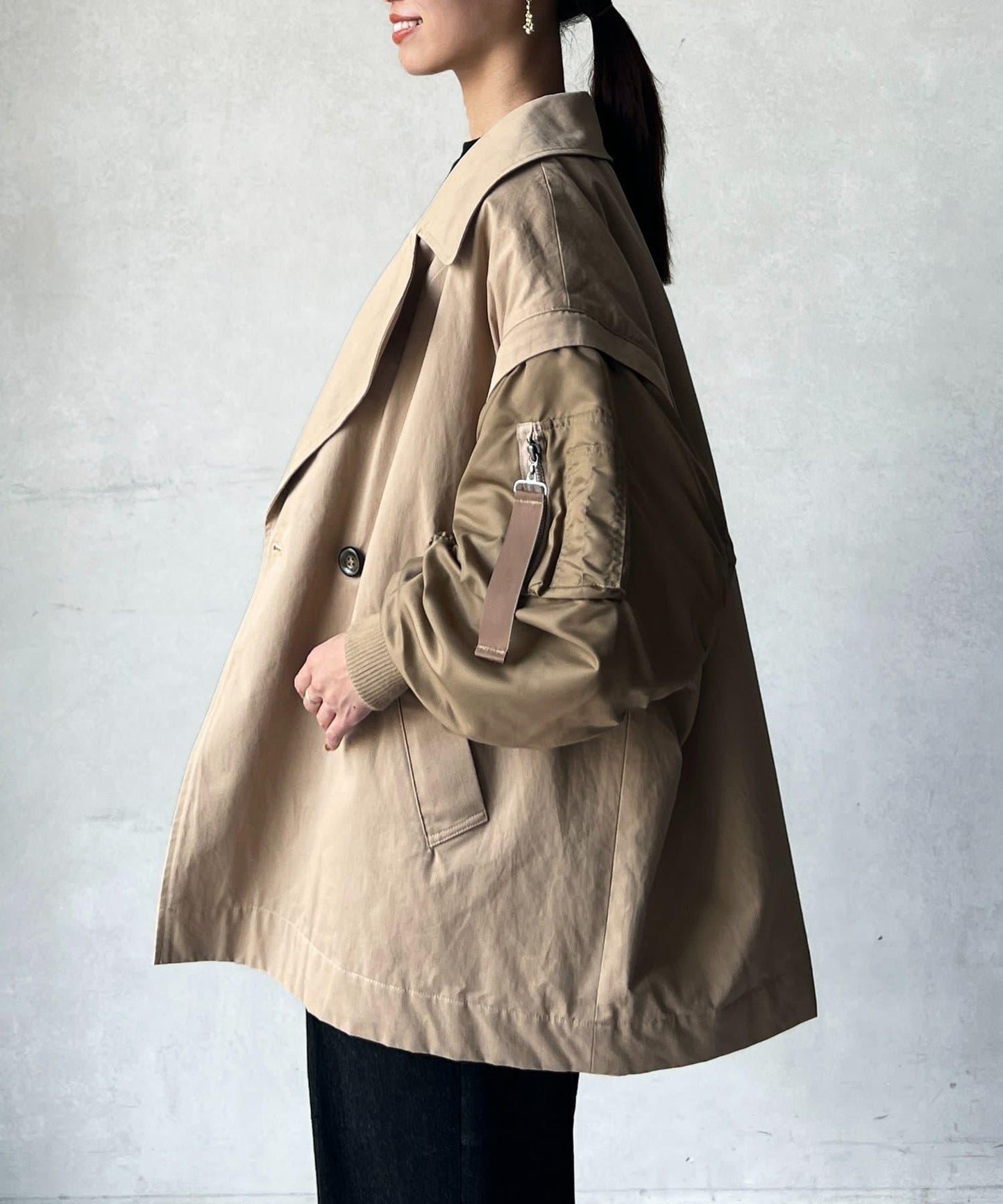 MA-1袖可兩穿中長外套