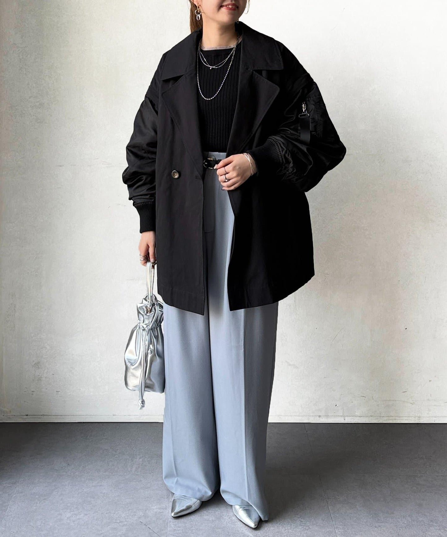 MA-1袖可兩穿中長外套