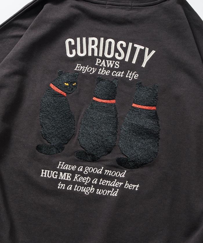 寬鬆版型 刺繡圖案 圓領衛衣 / CAT