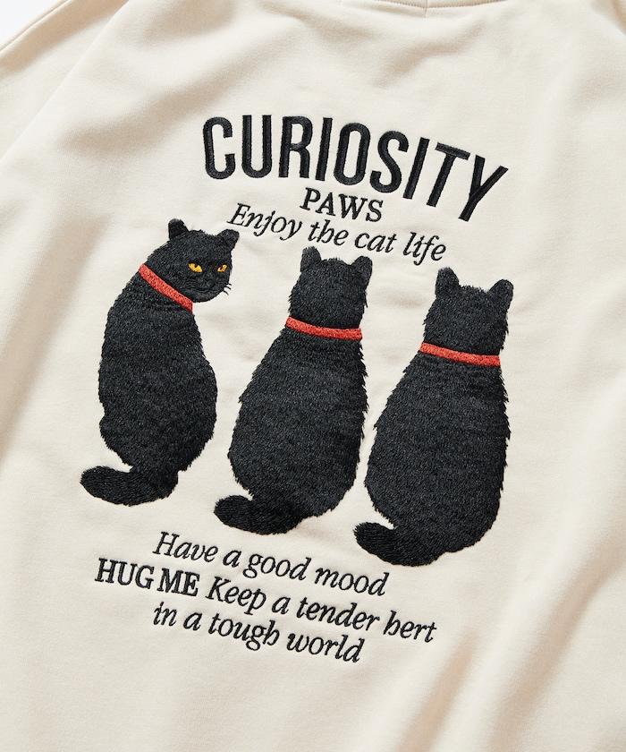 寬鬆版型 刺繡圖案 圓領衛衣 / CAT