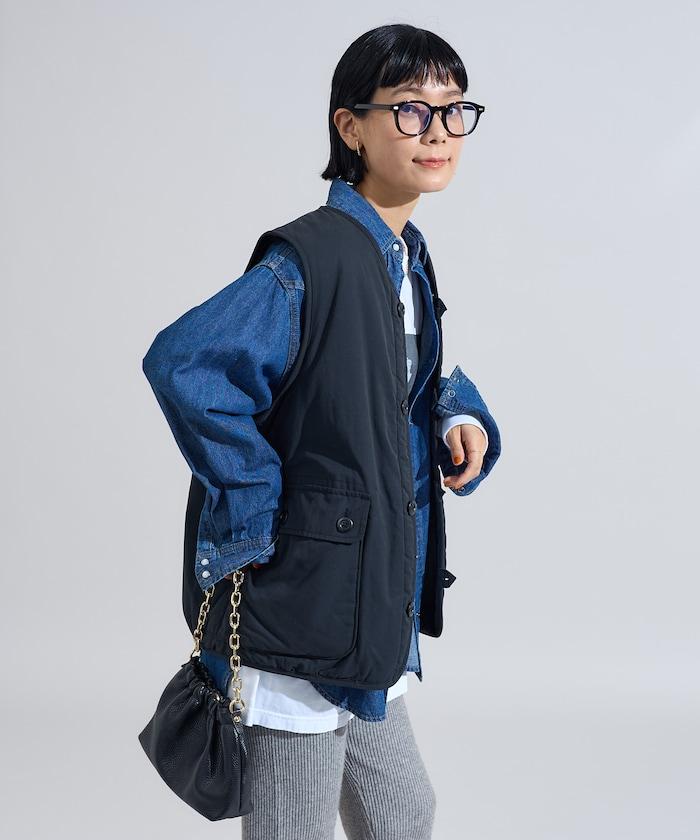 棉尼龍斜紋雙面穿羊羔絨馬甲