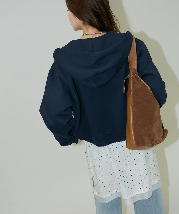 簡約刺繡拉鍊連帽衛衣
