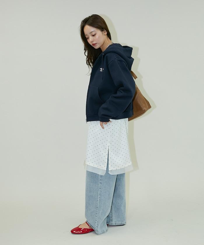 簡約刺繡拉鍊連帽衛衣