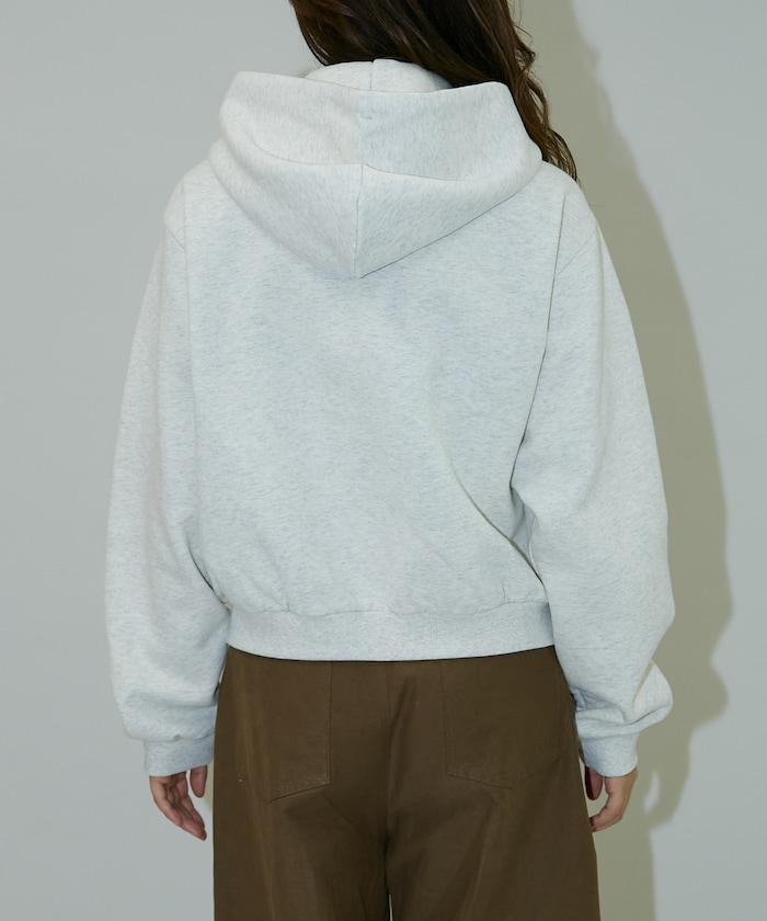 簡約刺繡拉鍊連帽衛衣
