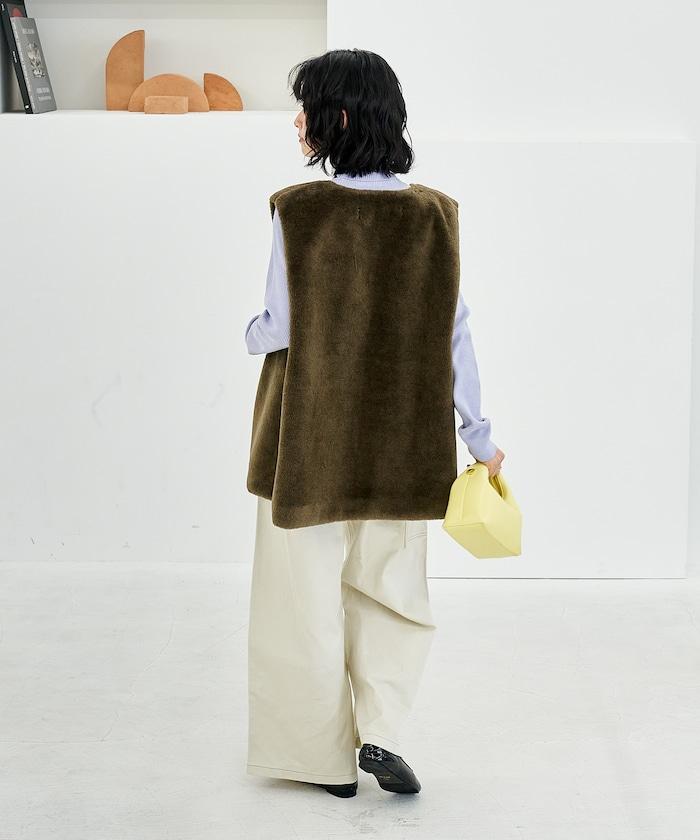 【套裝商品】多穿法羊羔絨馬甲拼接帳篷廓形大衣