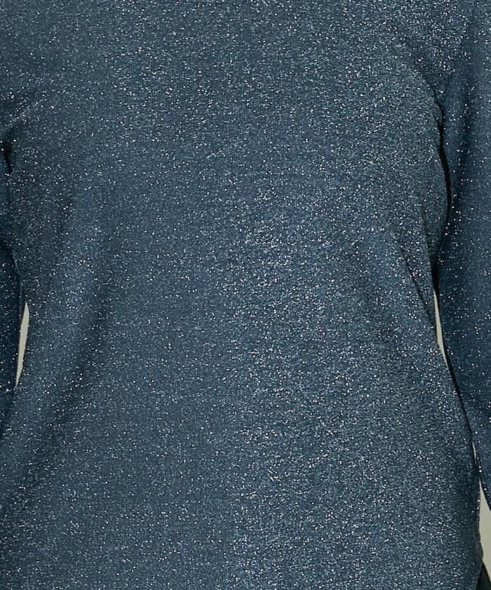 袖釦開口U領亮絲上衣