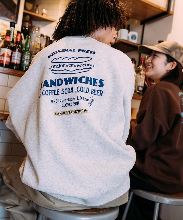 LANDER SANDWICHES×FREAK'S STORE/蘭德爾 特別款 寬鬆版型 背部印花 圓領衛衣