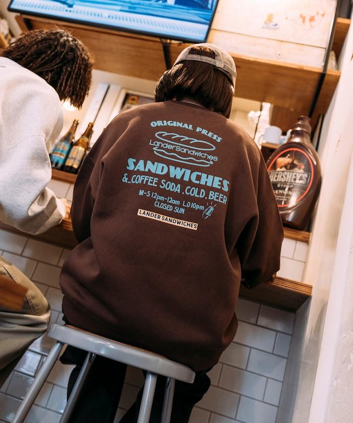 LANDER SANDWICHES×FREAK'S STORE/蘭德爾 特別款 寬鬆版型 背部印花 圓領衛衣