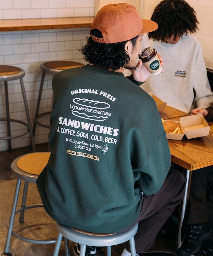 LANDER SANDWICHES×FREAK'S STORE/蘭德爾 特別款 寬鬆版型 背部印花 圓領衛衣