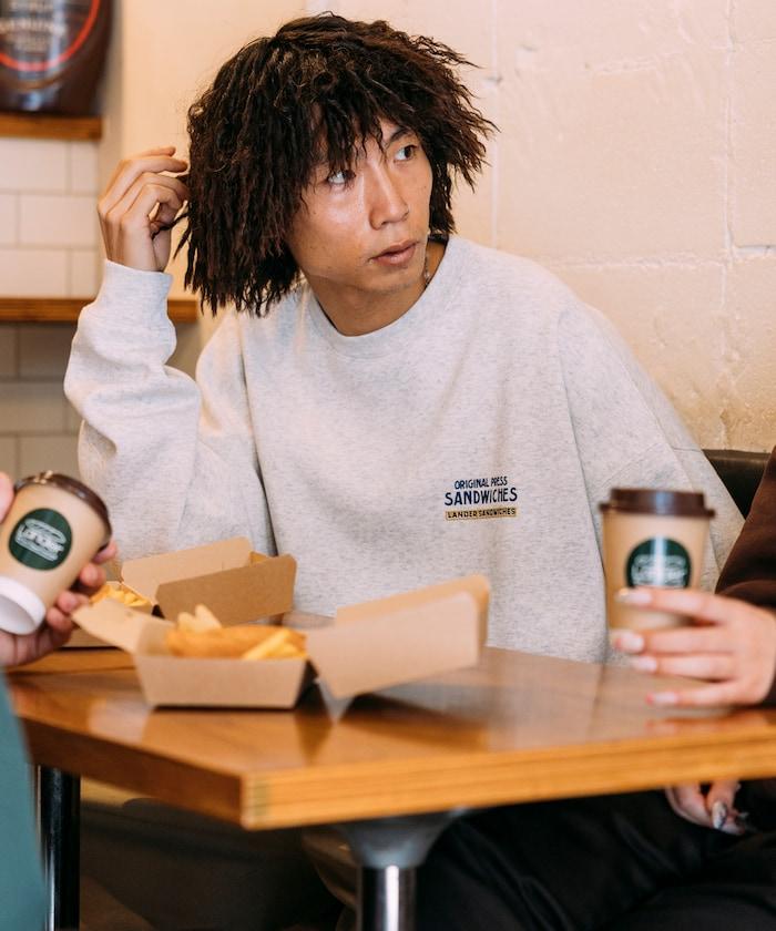 LANDER SANDWICHES×FREAK'S STORE/蘭德爾 特別款 寬鬆版型 背部印花 圓領衛衣