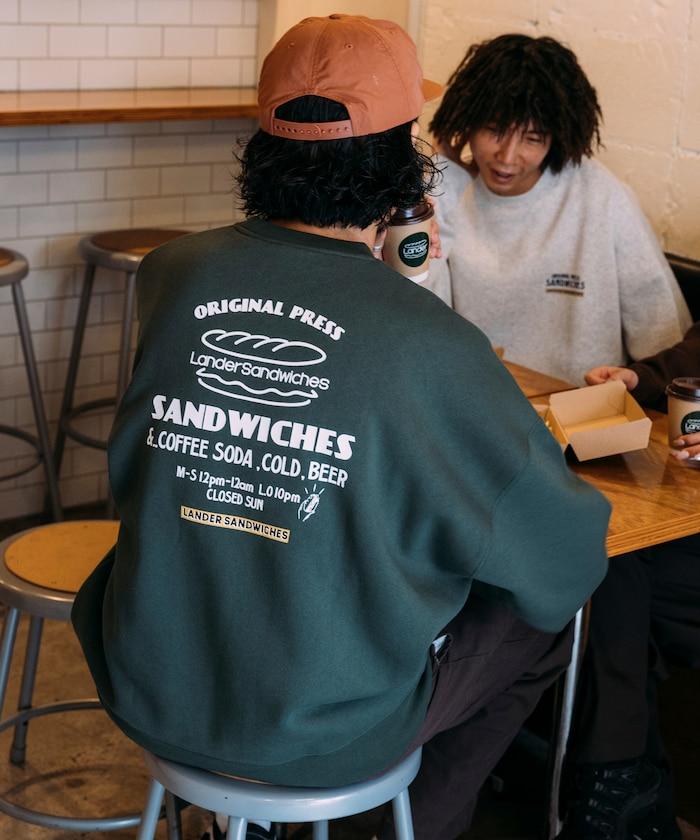 LANDER SANDWICHES×FREAK'S STORE/蘭德爾 特別款 寬鬆版型 背部印花 圓領衛衣