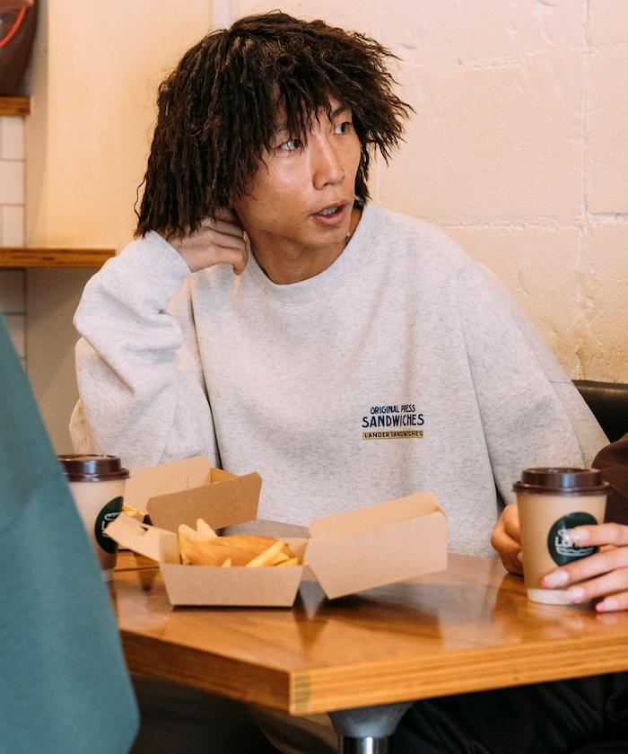 LANDER SANDWICHES×FREAK'S STORE/蘭德爾 特別款 寬鬆版型 背部印花 圓領衛衣