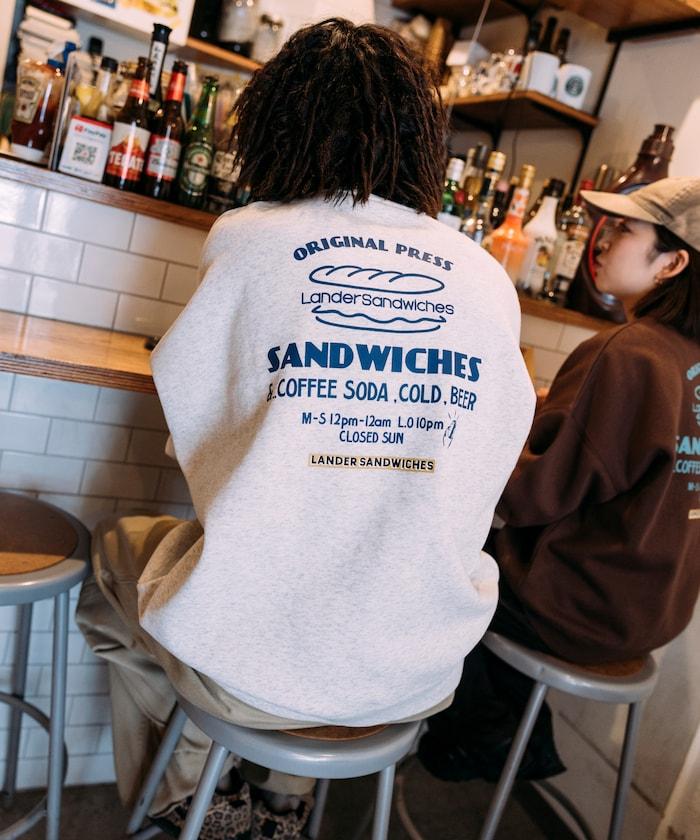 LANDER SANDWICHES×FREAK'S STORE/蘭德爾 特別款 寬鬆版型 背部印花 圓領衛衣