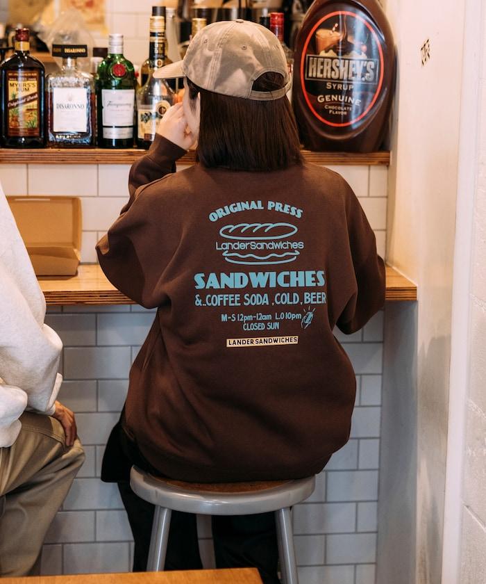 LANDER SANDWICHES×FREAK'S STORE/蘭德爾 特別款 寬鬆版型 背部印花 圓領衛衣