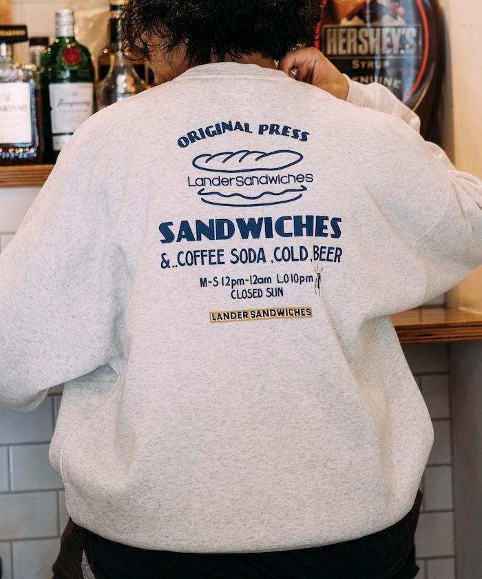 LANDER SANDWICHES×FREAK'S STORE/蘭德爾 特別款 寬鬆版型 背部印花 圓領衛衣