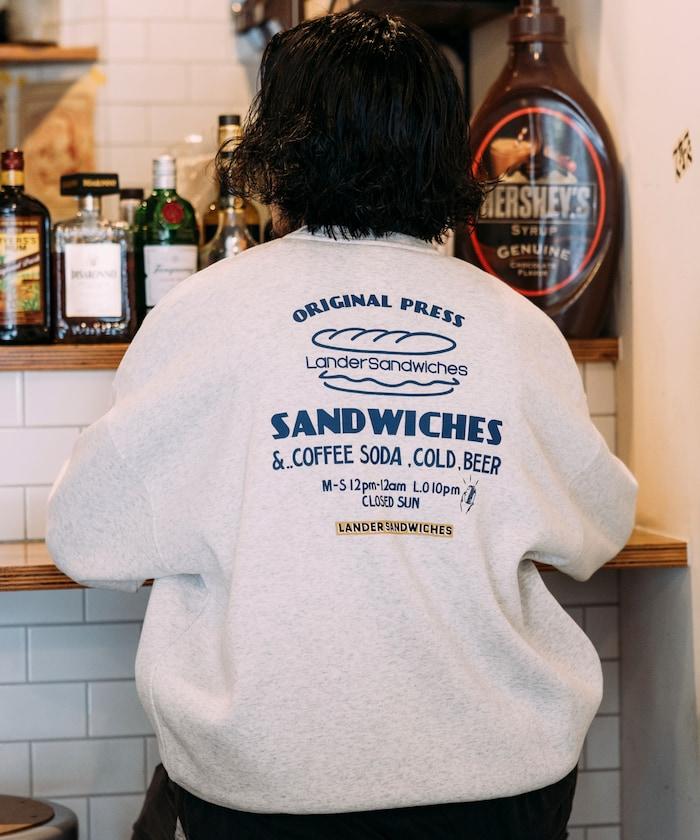 LANDER SANDWICHES×FREAK'S STORE/蘭德爾 特別款 寬鬆版型 背部印花 圓領衛衣