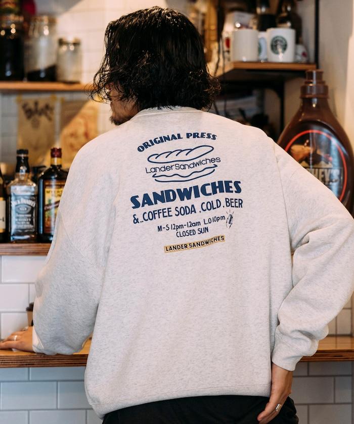 LANDER SANDWICHES×FREAK'S STORE/蘭德爾 特別款 寬鬆版型 背部印花 圓領衛衣