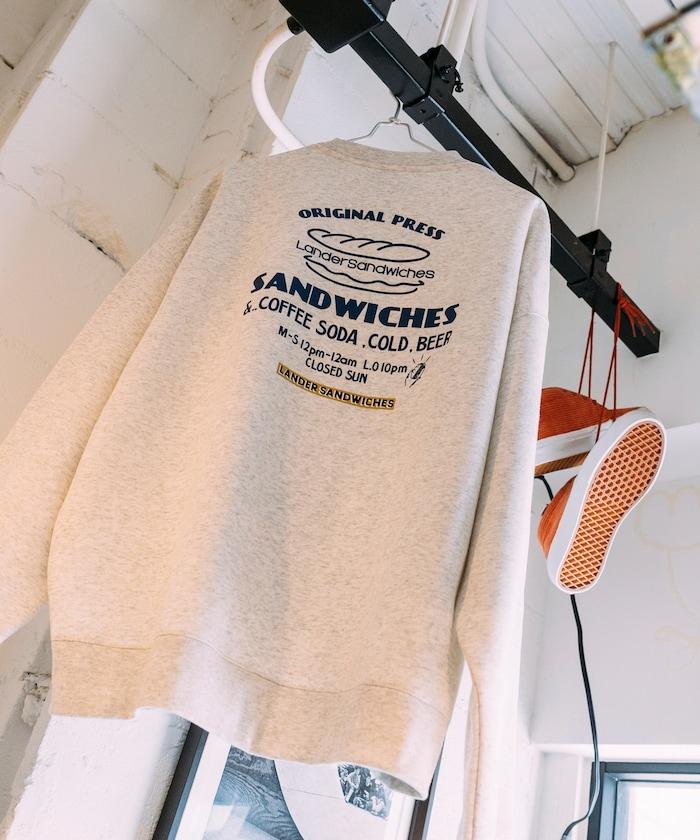 LANDER SANDWICHES×FREAK'S STORE/蘭德爾 特別款 寬鬆版型 背部印花 圓領衛衣